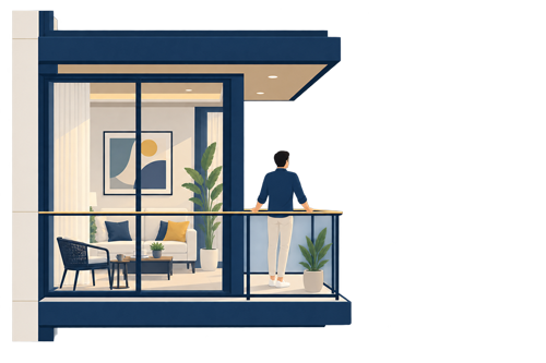 Corner living illustration